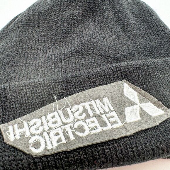 Mitsubishi Electric Black/Red Stripe Ski Beanie Hat Knit Pom Pom One Size OOAK - Picture 8 of 10